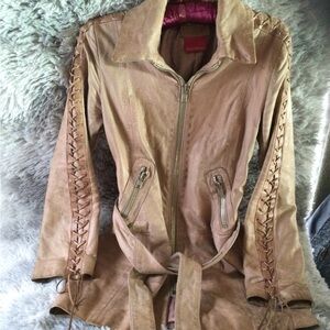 Mackage dusty rose leather coat